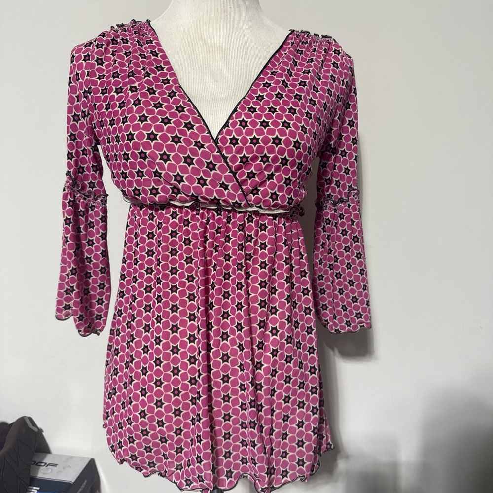 Max Edition Pink and Black Geometric Dress